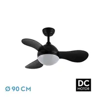 Ventilador DC Solido negro LED 24W con 3 aspas y mando