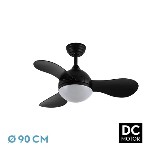 Ventilador DC Solido negro LED 24W con 3 aspas y mando