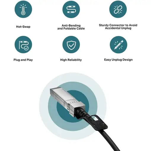 TP-Link Omada TL-SM5220-1M Cable de fibra óptica e InfiniBand SFP+ DAC Negro