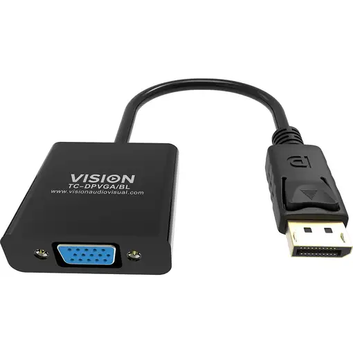 Vision TC-DPVGA/BL adaptador de cable de vídeo DisplayPort VGA (D-Sub) Negro