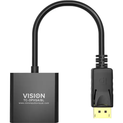 Vision TC-DPVGA/BL adaptador de cable de vídeo DisplayPort VGA (D-Sub) Negro