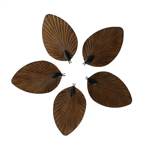 Ventilador DC Colla negro 5 aspas marrón LED 132cm con mando