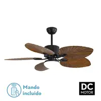 Ventilador DC Colla negro 5 aspas marrón LED 132cm con mando