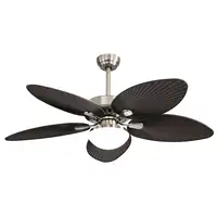 Fabrilamp Borasco ventilador de techo niquel/marron, 5 aspas, 132 cm, Led, mando