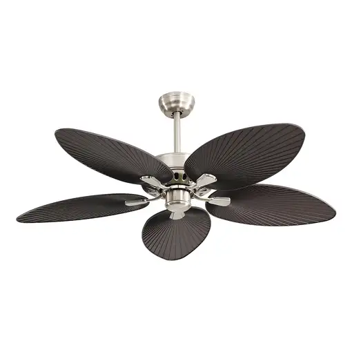 Fabrilamp Borasco ventilador de techo niquel/marron, 5 aspas, 132 cm, Led, mando