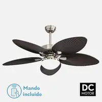 Fabrilamp Borasco ventilador de techo niquel/marron, 5 aspas, 132 cm, Led, mando