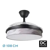 Ventilador DC Moda negro/ola gris LED 108 cm con mando