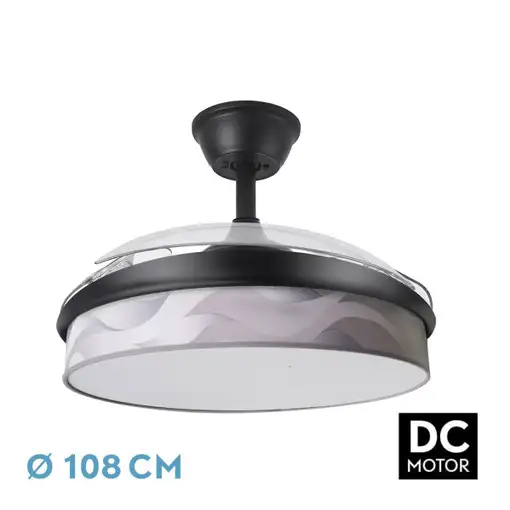 Ventilador DC Moda negro/ola gris LED 108 cm con mando