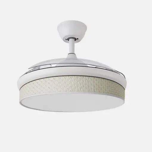 Ventilador DC Moda blanco/cañizo blanco LED 108 cm con mando