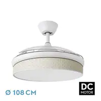 Ventilador DC Moda blanco/cañizo blanco LED 108 cm con mando