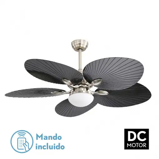 Ventilador DC Chaw níquel 5 aspas LED 132cm con mando