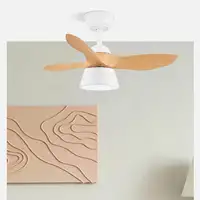 Fabrilamp Cúbico ventilador de techo blanco/haya, 3 aspas, led 36W, mando