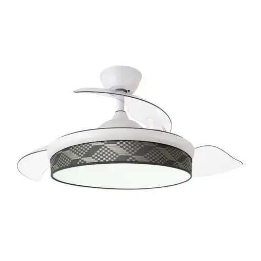 Ventilador DC Moda blanco/tetris gris LED 91 cm con mando