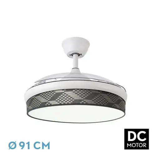 Ventilador DC Moda blanco/tetris gris LED 91 cm con mando