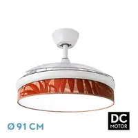 Ventilador DC Moda blanco/caldera LED 91 cm con mando a distancia