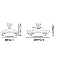Ventilador Bayomo cuero LED 59W 107 cm con mando y memoria
