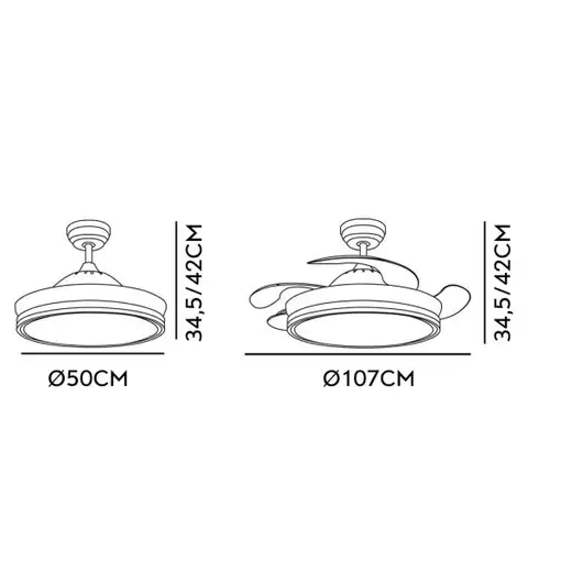 Ventilador Bayomo cuero LED 59W 107 cm con mando y memoria