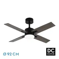 Ventilador DC Talco negro LED 20W, 4 aspas y mando