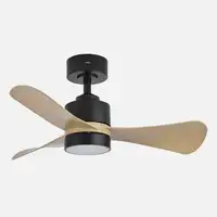Ventilador DC Zepelin negro/madera clara LED 18W con 3 aspas