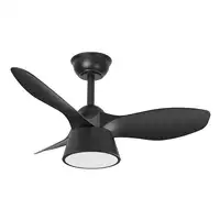 Fabrilamp Cúbico ventilador de techo negro, 3 aspas, led 36W, mando