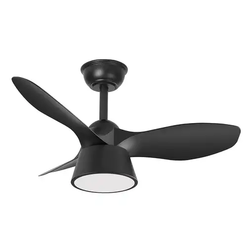Fabrilamp Cúbico ventilador de techo negro, 3 aspas, led 36W, mando