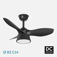 Fabrilamp Cúbico ventilador de techo negro, 3 aspas, led 36W, mando