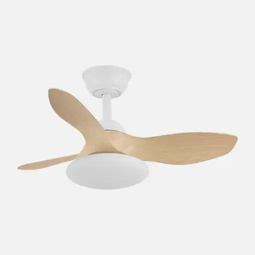 Ventilador DC Paramo blanco/haya, LED 36W, 3 aspas y mando