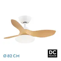 Ventilador DC Paramo blanco/haya, LED 36W, 3 aspas y mando