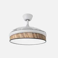 Ventilador DC Moda blanco/cañizo oscuro LED 91 cm con mando y memoria