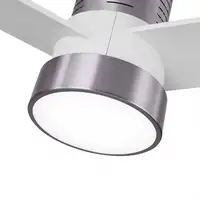 Ventilador LED níquel/blanco, 6 vel., con mando y temporizador