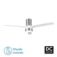 Ventilador LED níquel/blanco, 6 vel., con mando y temporizador