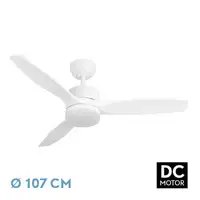 Ventilador DC Torino blanco 107cm, LED, 3 aspas, 6 velocidades