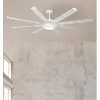 Ventilador LED blanco, 8 aspas, luz doble, mando, memoria y temporizador