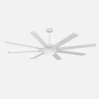 Ventilador LED blanco, 8 aspas, luz doble, mando, memoria y temporizador