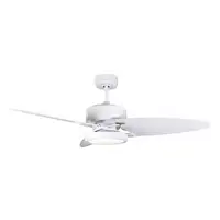 Fabrilamp Cross ventilador de techo blanco, 3 aspas reversibles blanco/haya, led