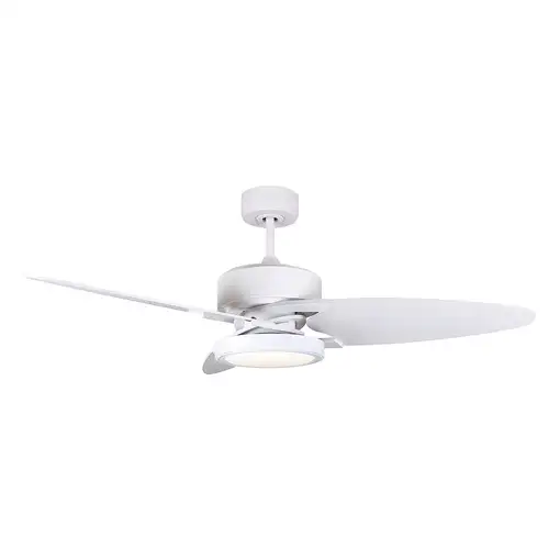 Fabrilamp Cross ventilador de techo blanco, 3 aspas reversibles blanco/haya, led