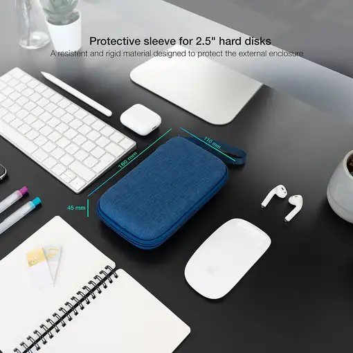 TooQ Estuche Protector para Caja Externa de 2.5”, Azul Pacífico