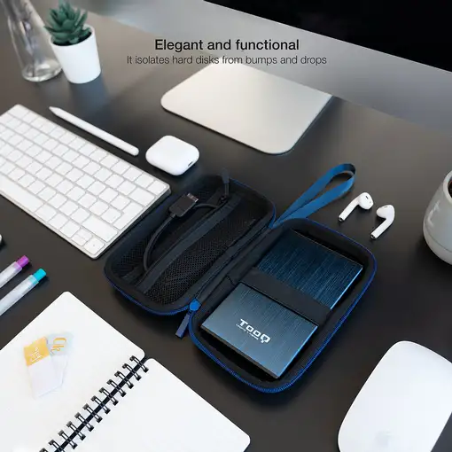 TooQ Estuche Protector para Caja Externa de 2.5”, Azul Pacífico
