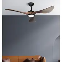 Ventilador DC Viana negro/roble 132cm LED 3 aspas y 6 velocidades