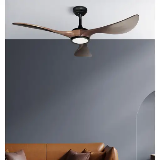 Ventilador DC Viana negro/roble 132cm LED 3 aspas y 6 velocidades