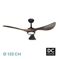 Ventilador DC Viana negro/roble 132cm LED 3 aspas y 6 velocidades