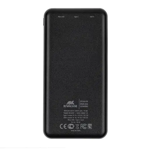 Rivacase VA2571 batería externa Polímero de litio 20000 mAh Negro