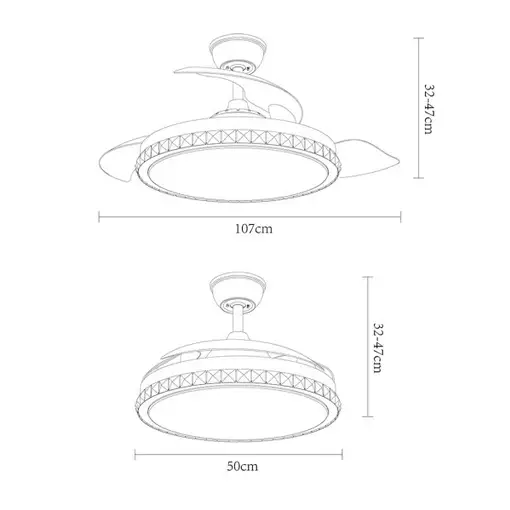 Ventilador DC BILIKU níquel 3 aspas y luz LED regulable