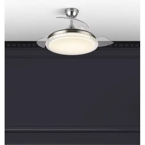 Ventilador DC BILIKU níquel 3 aspas y luz LED regulable