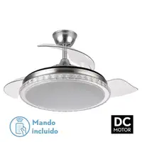 Ventilador DC BILIKU níquel 3 aspas y luz LED regulable