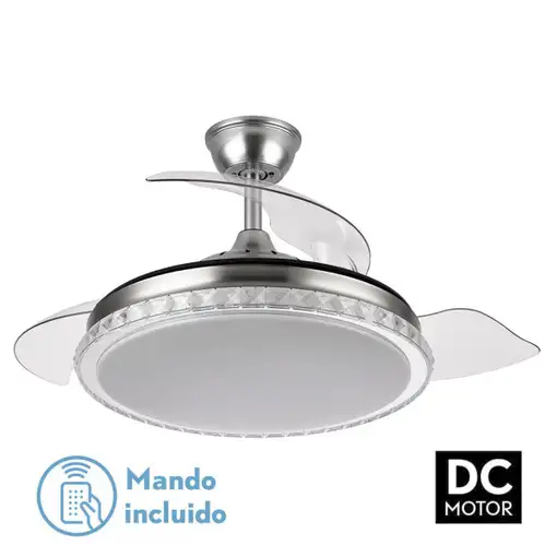 Ventilador DC BILIKU níquel 3 aspas y luz LED regulable