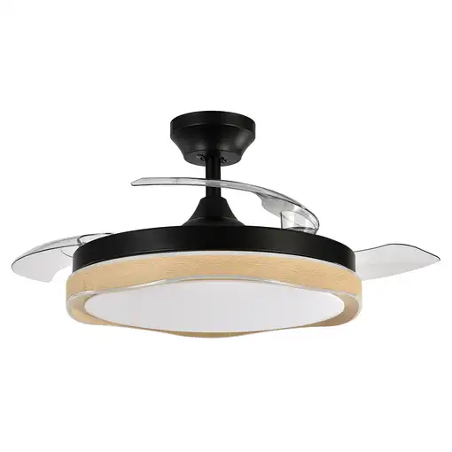Fabrilamp Blondi ventilador de techo negro/madera led 72W aspas plegables Fabrilamp Blondi ventilador de techo negro/madera led 72W aspas plegables