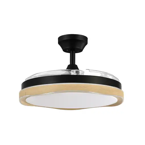 Fabrilamp Blondi ventilador de techo negro/madera led 72W aspas plegables