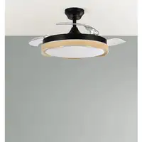 Fabrilamp Blondi ventilador de techo negro/madera led 72W aspas plegables