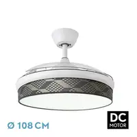 Ventilador DC Moda blanco/tetris gris LED 108 cm con mando